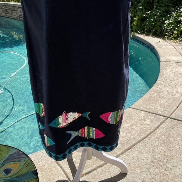 Talbots sequin Fish 🐟 embroidered embellished navy sheath Dress size 16 ⭐️ - Picture 3 of 9